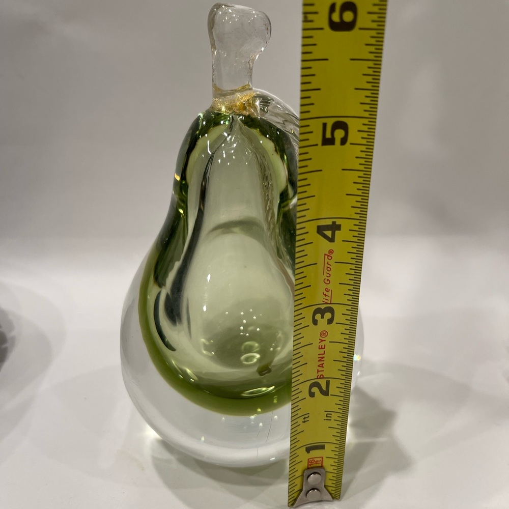 Alfredo Barbini Sommerso Gold Fleck Decor Murano Art ITALY Glass Pear Bookend - Picture 11 of 16